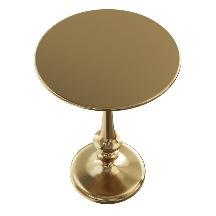 House Of Hampton Ghorgie Iron Pedestal Side Table With Antiqued Brass